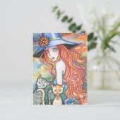 Carte postale d'art Halloween Chat Sorcière de Mol (Debout devant)