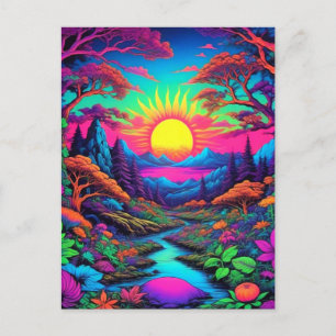 Carte postale d'art hippie psychédélique
