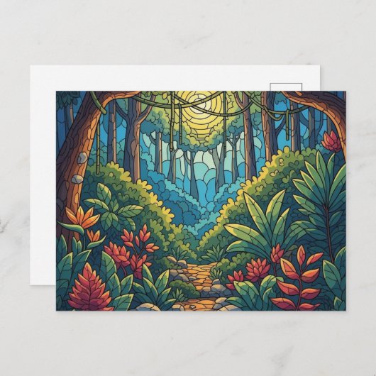carte postale d'art mosaïque forestier (Devant / Derrière)