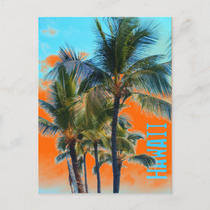 Carte postale d'art orange de palme hawaïen
