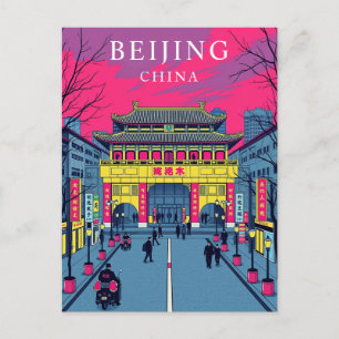 Carte postale d'art rétro de voyage à Pékin Chine