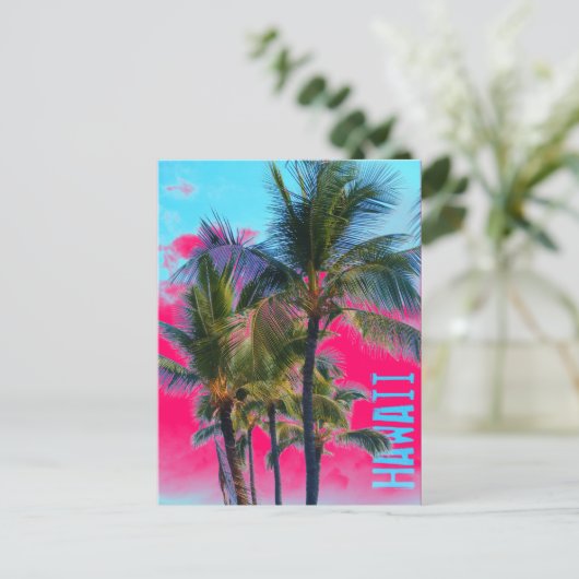 Carte postale d'art rose palmier d'Hawaï (Debout devant)