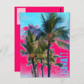 Carte postale d'art rose palmier d'Hawaï (Devant / Derrière)