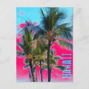 Carte postale d'art rose palmier d'Hawaï
