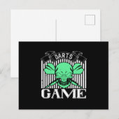Carte Postale Darts - Darts Game Skull (Devant / Derrière)