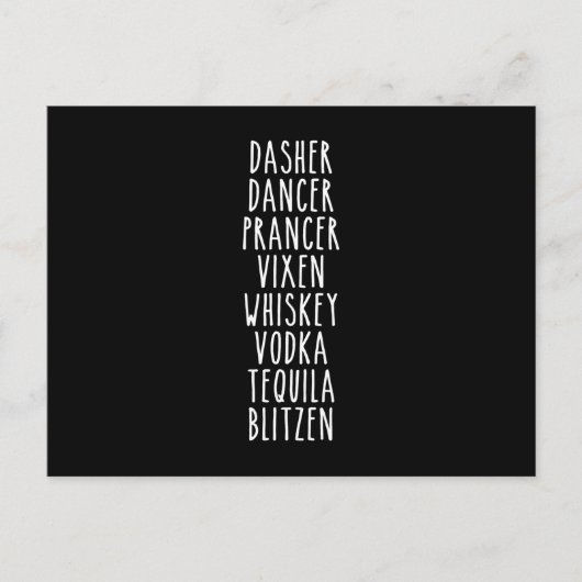 Carte Postale Dasher Dancer Prancer Vixen Whiskey Vodka Tequila (Devant)