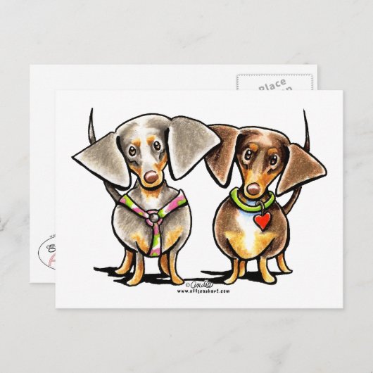 Carte Postale Dashing Dachshunds Appelés (Devant / Derrière)