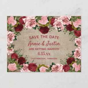 Carte Postale Date à Sauvegarder Fleurs Rose Pâle Bourgeon Bourg