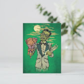 Carte Postale date de bal de zombie avec des roses du cerveau (Debout devant)