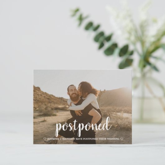 Carte Postale Date de report du Mariage de script moderne Change (Debout devant)