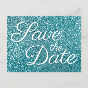 Carte Postale Date de sauvegarde de photo de paillettes de turqu