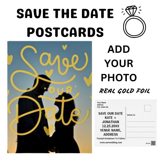 Carte Postale Date Foil