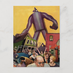 Carte postale d'attaque robotique vintage