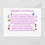 Carte Postale Daughters Are Forever Post Card<br><div class="desc">A Beautiful Poem about Daughters accompanies graphics that are théed to each line rought to you exclusivlevley by lockhart charm bracelets</div>