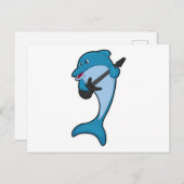 Carte Postale Dauphin à la musique avec guitare (Devant / Derrière)
