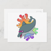 Carte Postale Dauphin à la natation avec lunettes de natation (Devant / Derrière)