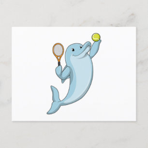 Carte Postale Dauphin au tennis avec une raquette de tennis