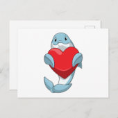 Carte Postale Dauphin avec Cœur (Devant / Derrière)