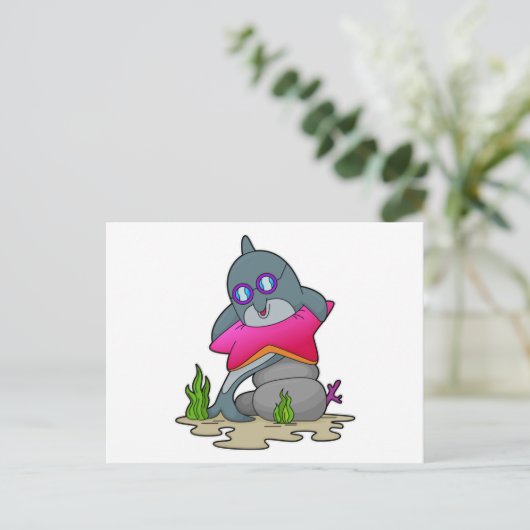 Carte Postale Dauphin avec des lunettes (Debout devant)