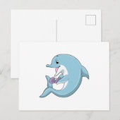 Carte Postale Dauphin avec perle (Devant / Derrière)