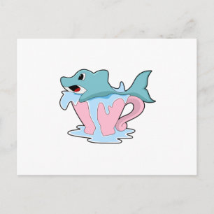 Carte Postale Dauphin avec une tasse d'eau.PNG
