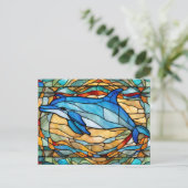 Carte Postale Dauphin bleu verre (Debout devant)