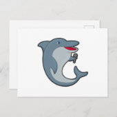 Carte Postale Dauphin chantant avec un microphone (Devant / Derrière)