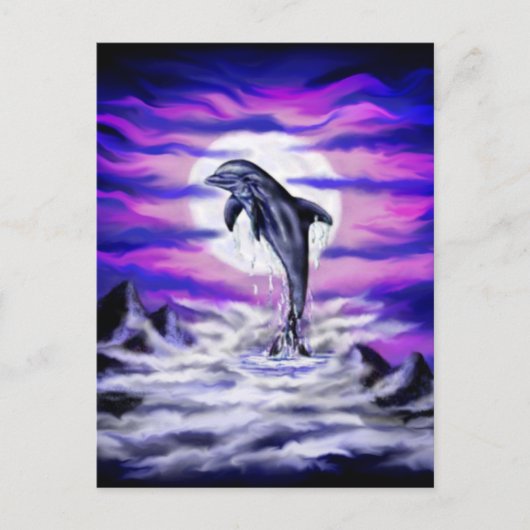 Carte Postale Dauphin clair de lune (Devant)