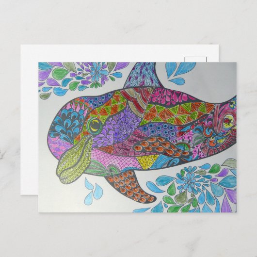 Carte Postale Dauphin coloré (Devant / Derrière)