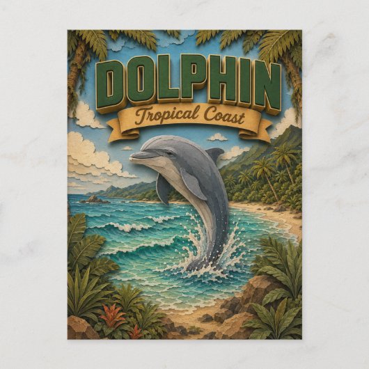 Carte Postale Dauphin Côte Tropicale POPCUT (Devant)