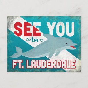 Carte Postale Dauphin de Ft Lauderdale - Vintage voyage rétro