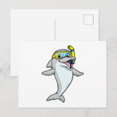Carte Postale Dauphin en plongée avec tuba (Devant / Derrière)