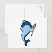 Carte Postale Dauphin en roi avec sceptre et couronne (Devant / Derrière)