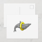 Carte Postale Dauphin Nage Bouée (Devant / Derrière)