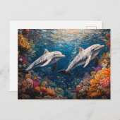 Carte Postale Dauphin Pod Coral Reef (Devant / Derrière)