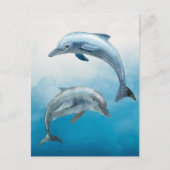 Carte Postale Dauphins aquarelles (Devant)