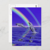 Carte Postale Dauphins et arc-en-ciel (Devant / Derrière)