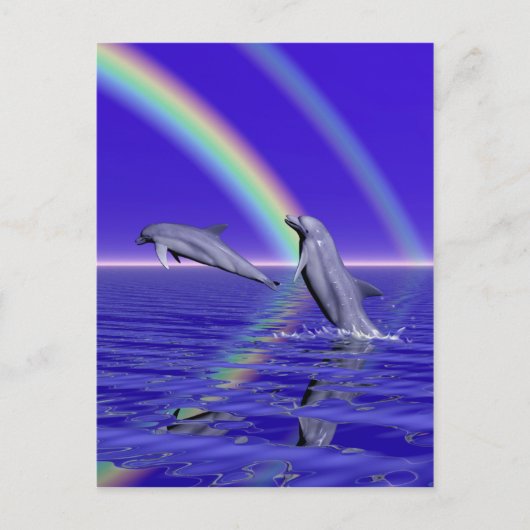 Carte Postale Dauphins et arc-en-ciel (Devant)
