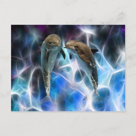 Carte Postale Dauphins et cristaux fractaux (Devant)