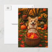 Carte postale d'automne de Corgi heureux (Devant / Derrière)