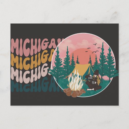 Carte postale d'aventure de camping dans le Michig (Devant)