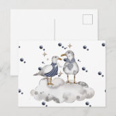 Carte postale d'aventure de mouette | Art côtier d (Devant / Derrière)