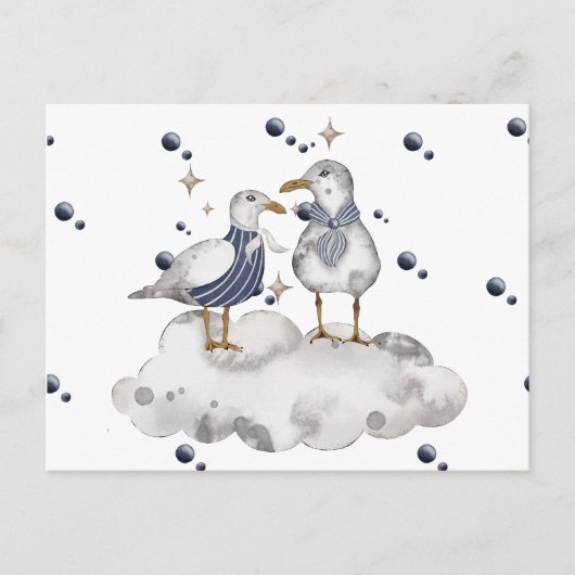 Carte postale d'aventure de mouette | Art côtier d (Devant)