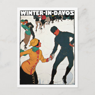 Carte Postale Davos Suisse Vintage hiver