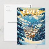 Carte Postale Davos Suisse Voyage Art Vintage (Devant / Derrière)