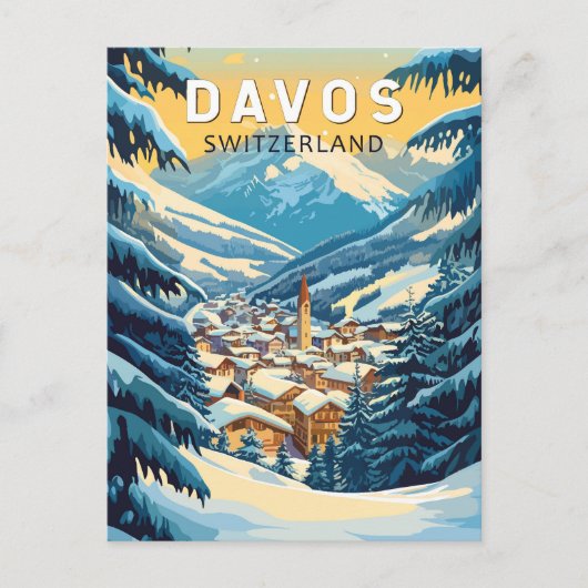 Carte Postale Davos Suisse Voyage Art Vintage (Devant)