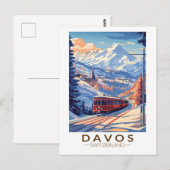 Carte Postale Davos Suisse Voyage en train Art Vintage (Devant / Derrière)
