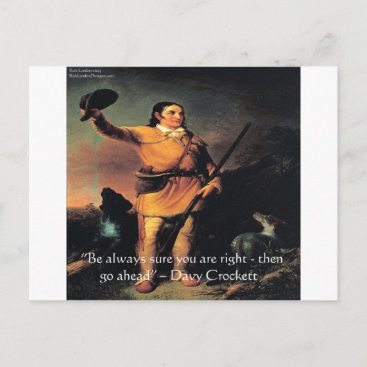 Carte Postale Davy Crocket "Go Ahead" Citation de sagesse (Devant)
