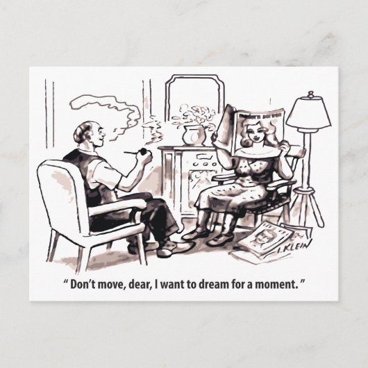 Carte Postale Daydreamer, relation homme et femme, Humour, (Devant)