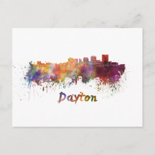 Carte Postale Dayton skyline in watercolor